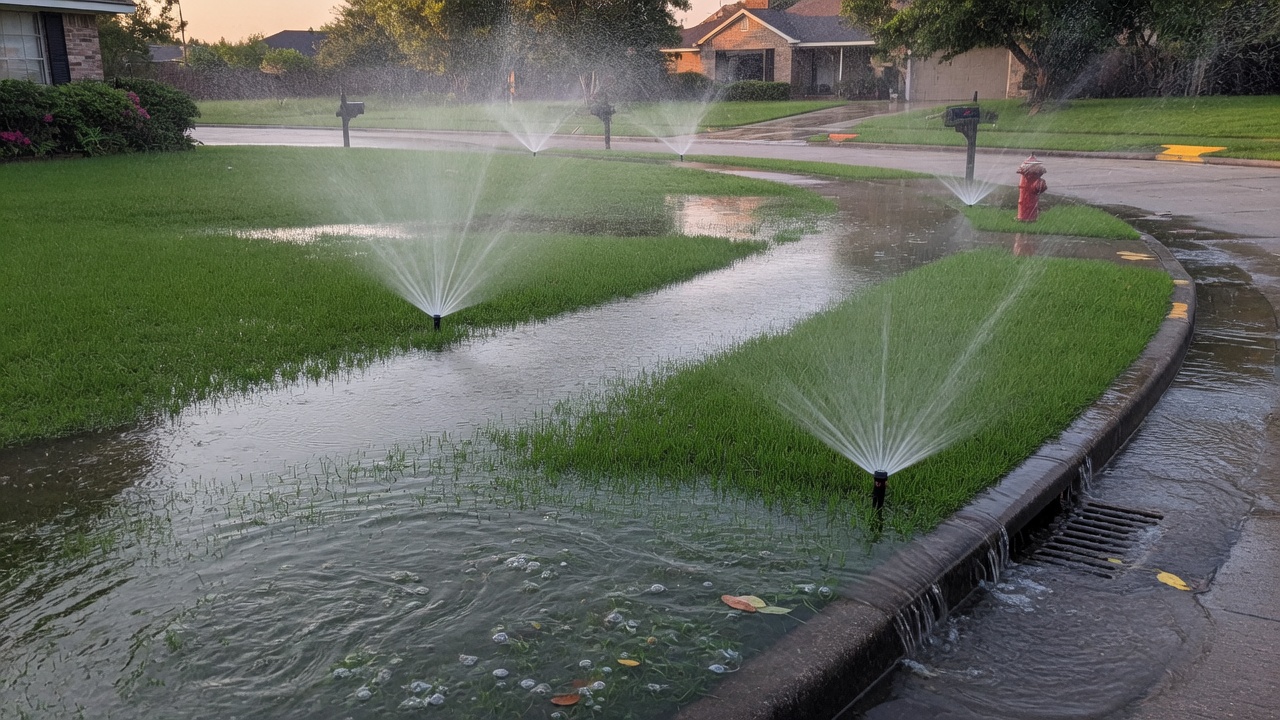Houston lawn flooding from a sprinkler zone that will not shut off